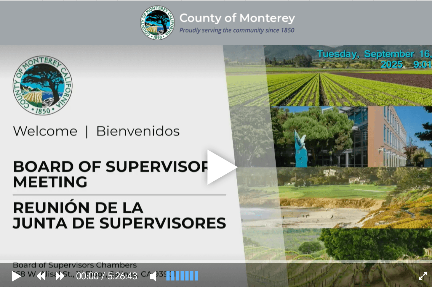 Monterey County Board of Supervisors meeting
